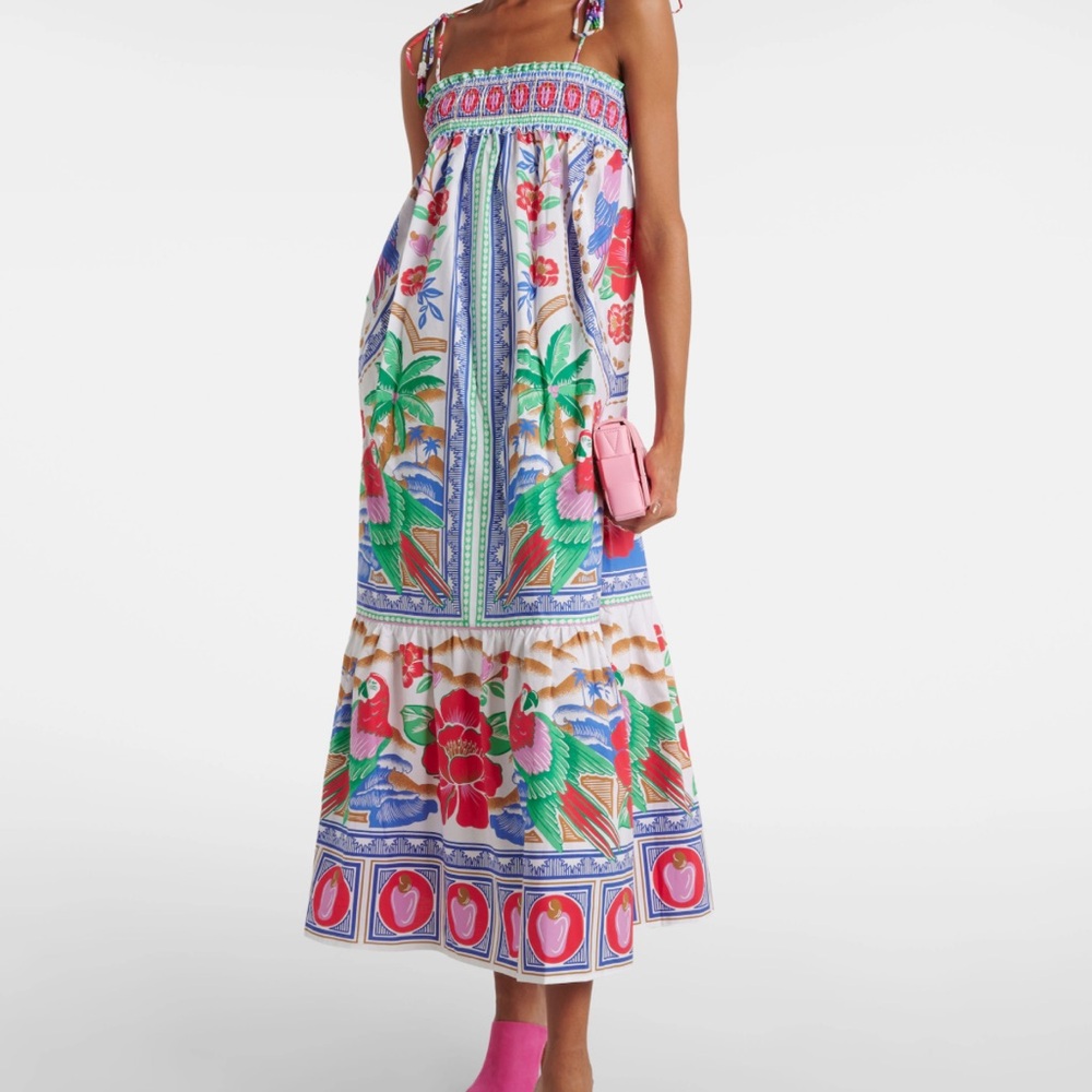 FARM Rio Tropical Multicolor Tiered Maxi Dress - Pink, Green, Blue, Red